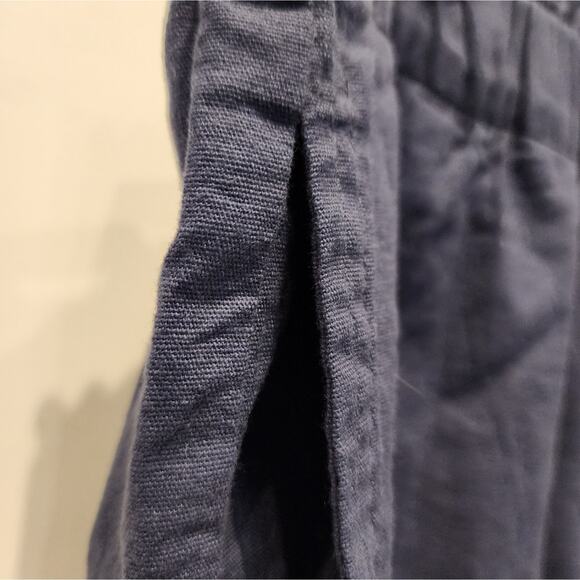 Blue Linen Pants Elasticized  Waist Pockets Pullon Pants Size L - Picture 6 of 11